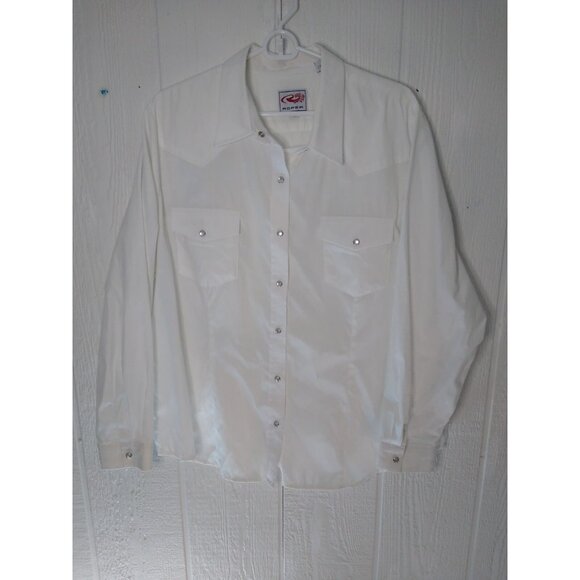 Roper Tops - Roper Womens 2x Pearl Snap Front Long Sleeve White on White Horse Jacquard